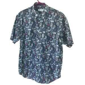 Guy Laroche Vintage Mens Shirt Size Large Multicolor Short Sleeve Button Down